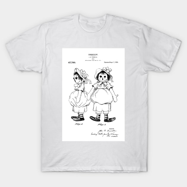 Raggedy Ann Doll Patent. Real Annabelle haunted or possessed doll - B T-Shirt by SPJE Illustration Photography